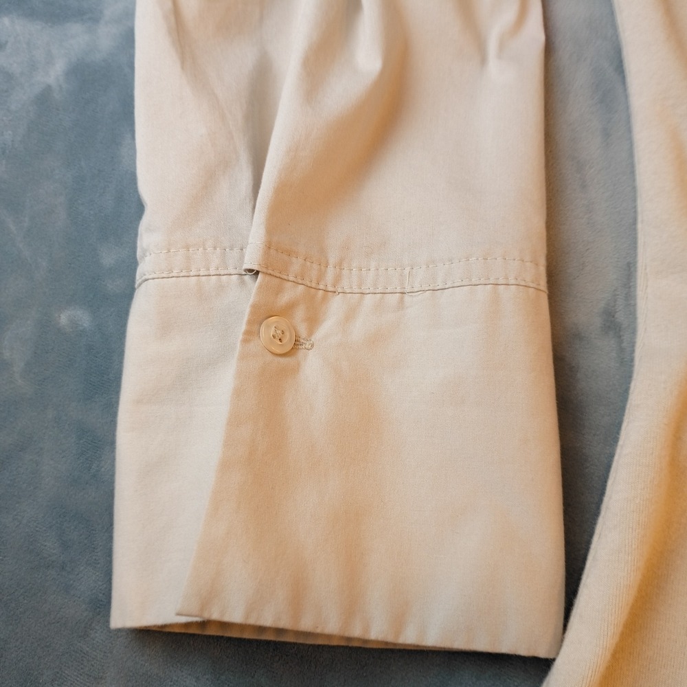 Zac & Rachel Womens Beige Pleated Front 3/4 Sleeve Button Down Shirt Large - Picture 7 of 8